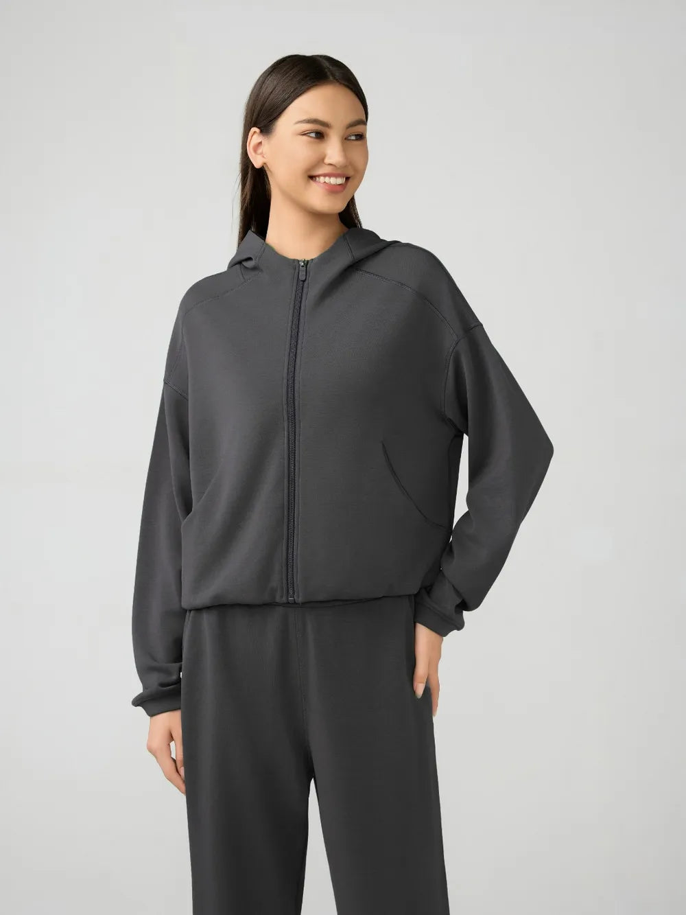 Millennia Zip Up Dropped Shouder Active Hooded nicholesgifts