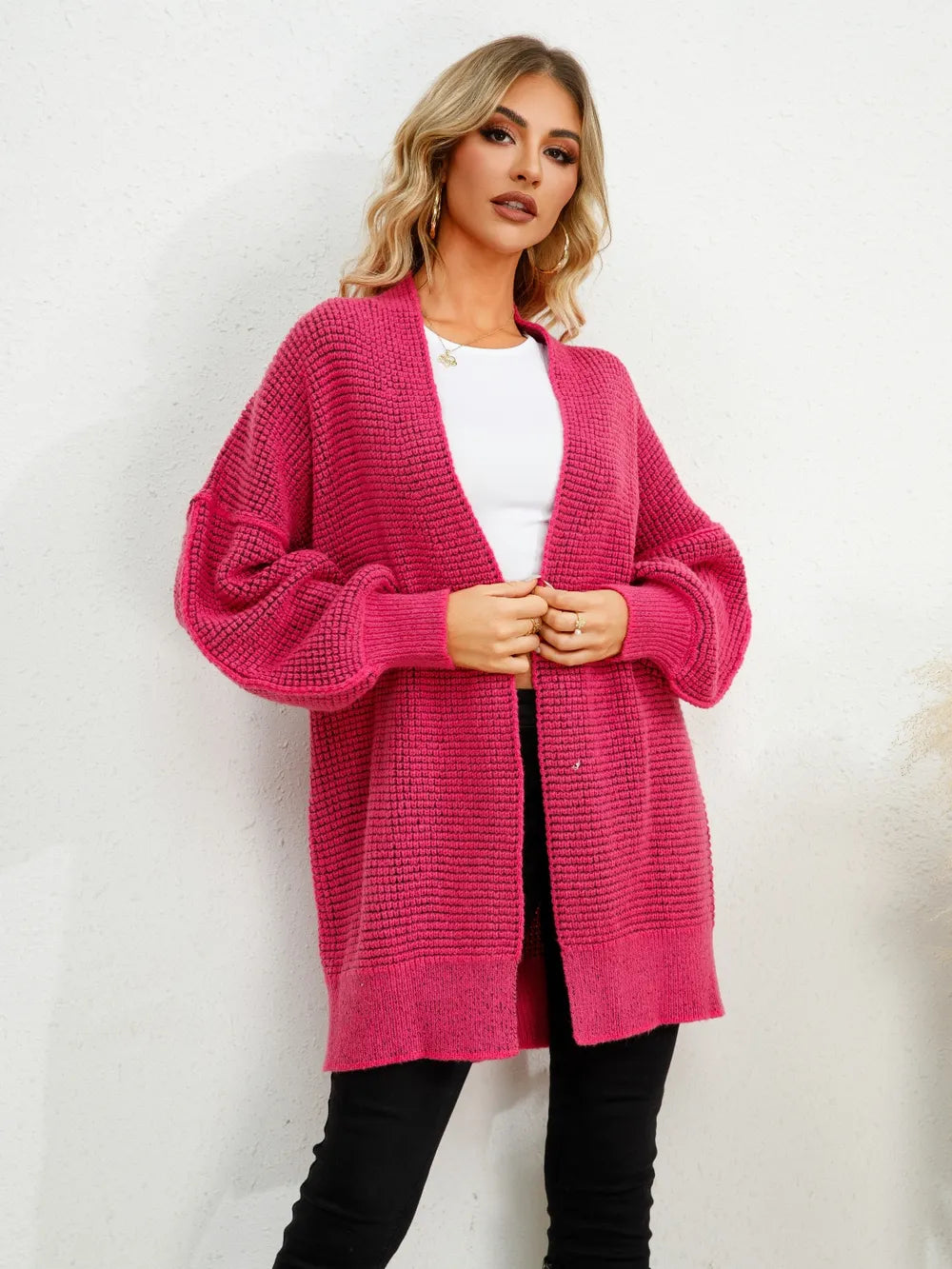 Open Front Dropped Shoulder Cardigan nicholesgifts