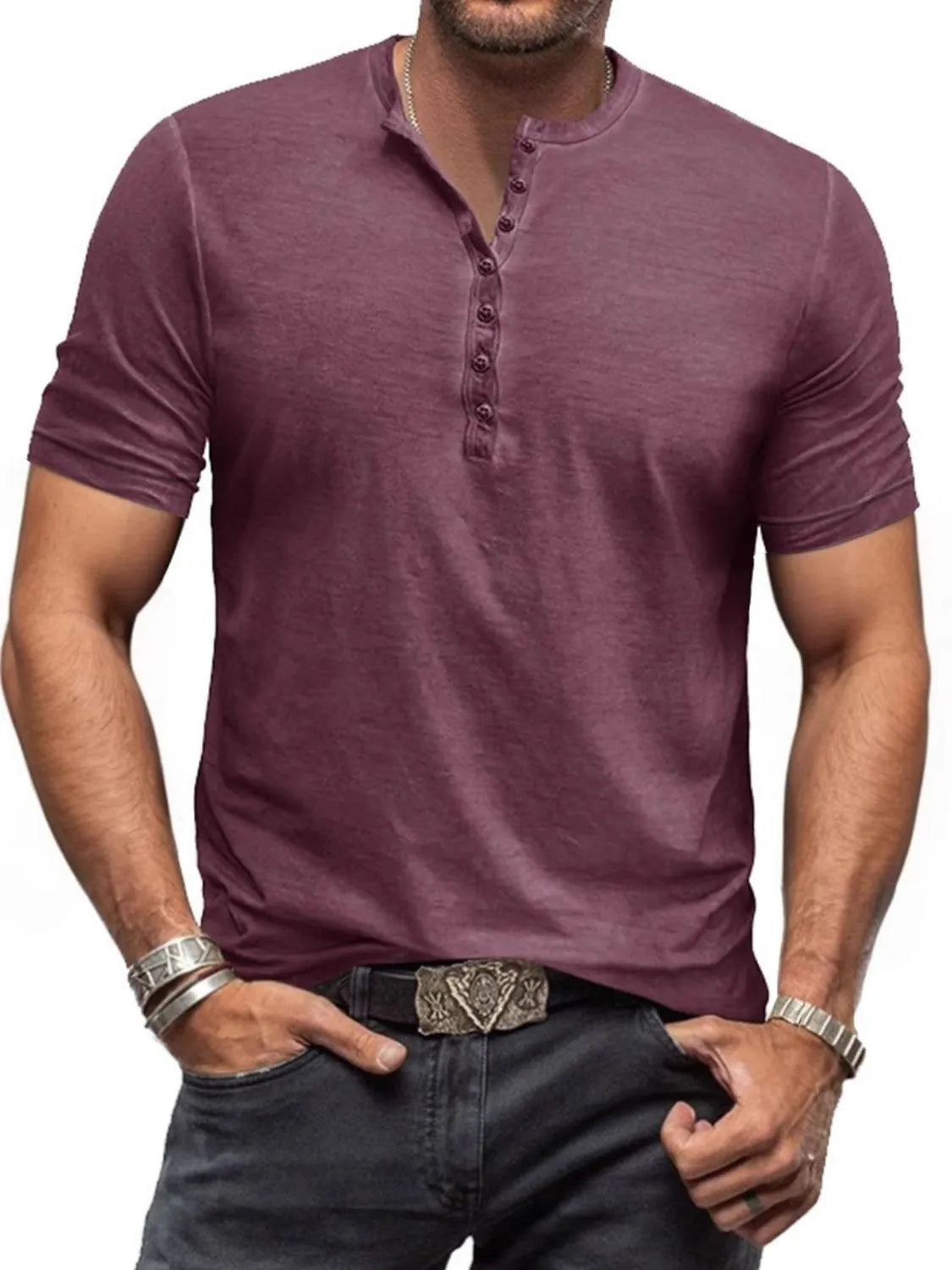Men's Full Size Button Detail Short Sleeve Polo Plus Size NicholesGifts