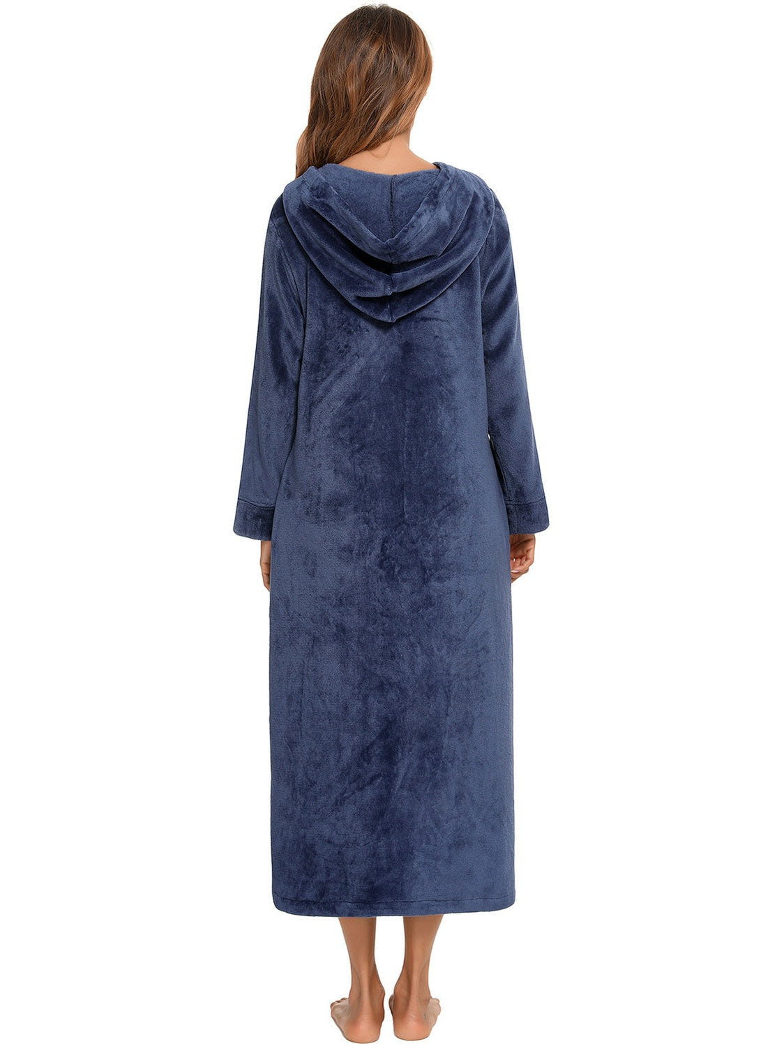 Zip Front Hooded Night Dress with Pockets nicholesgifts