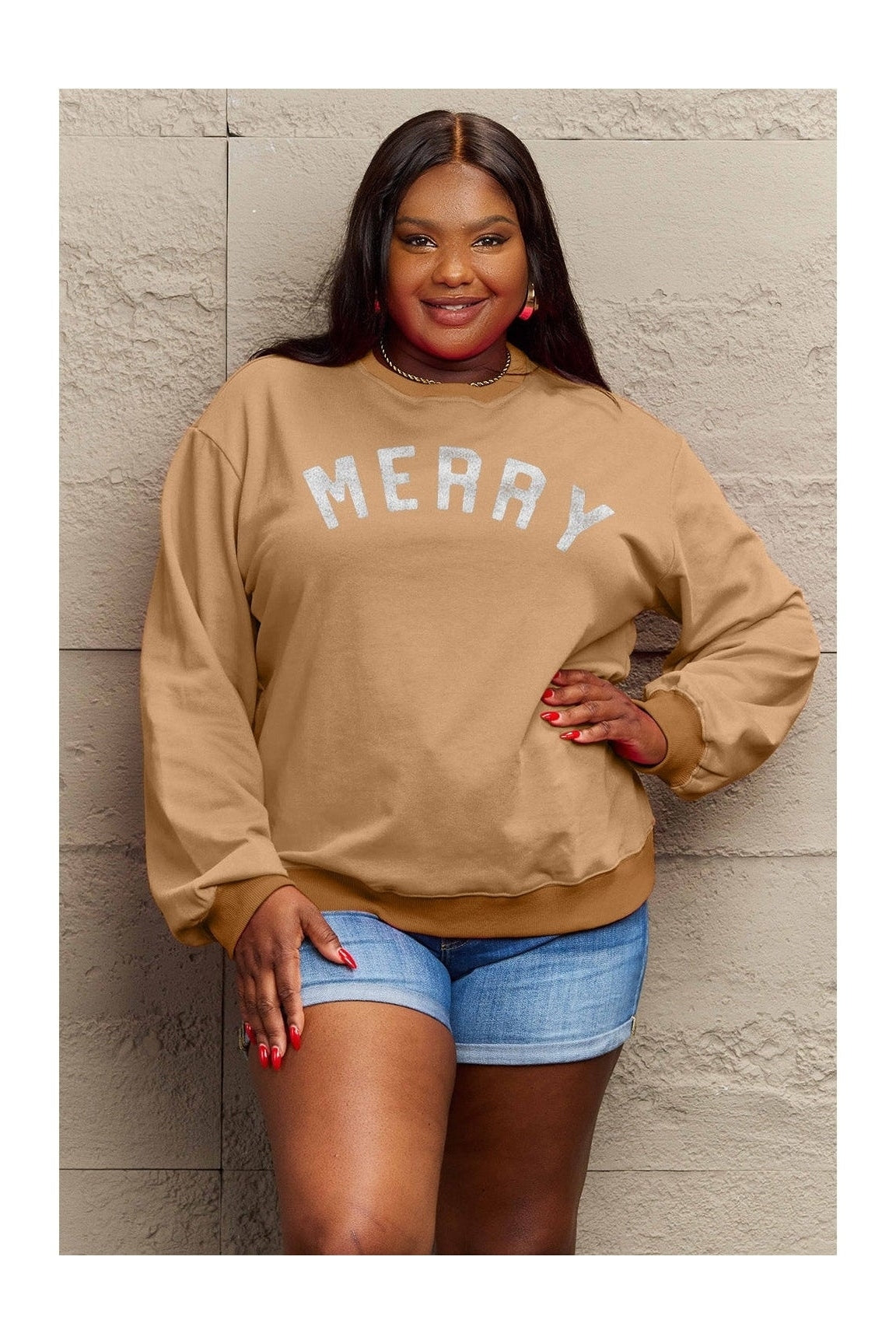 Simply Love Full Size MERRY Graphic Sweatshirt nicholesgifts