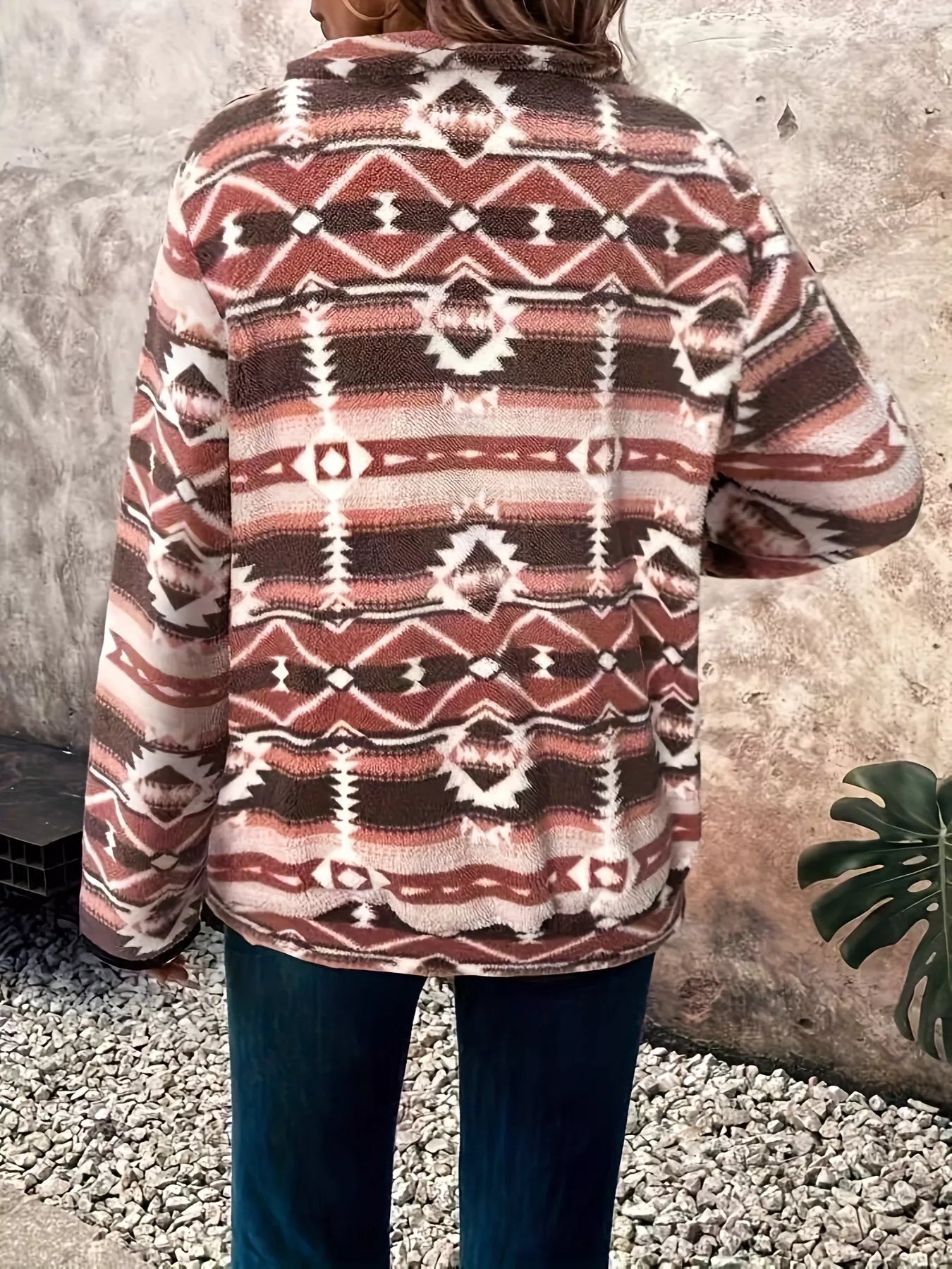 Geometric Half Zip Long Sleeve Sweatshirt nicholesgifts