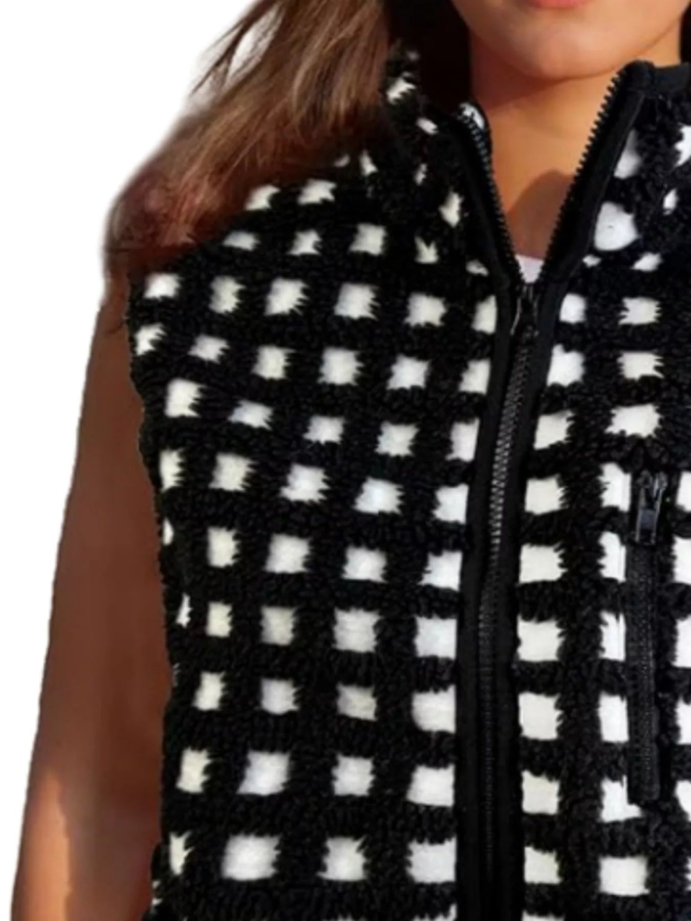 Plaid Zip Up Vest Coat nicholesgifts