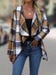 Plaid Open Front Long Sleeve Jacket nicholesgifts