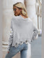 Flower Distressed Long Sleeve Sweater Trendsi