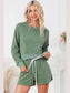Round Neck Long Sleeve Top and Drawstring Shorts Lounge Set nicholesgifts