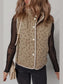 Floral Print Quilted Concealed Button Vest nicholesgifts