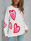 Women Angel Wings Heart Round Neck Long Sleeve Sweater nicholesgifts
