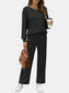 Round Neck Long Sleeve Top and Pants Set nicholesgifts