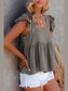 Full Size Ruffled Square Neck Cap Sleeve Blouse nicholesgifts