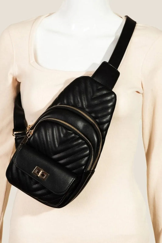Fame Faux Leather Cushioned Sling Bag Trendsi