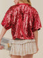 Sequin Bow Graphic Round Neck Half Sleeve T-Shirt nicholesgifts