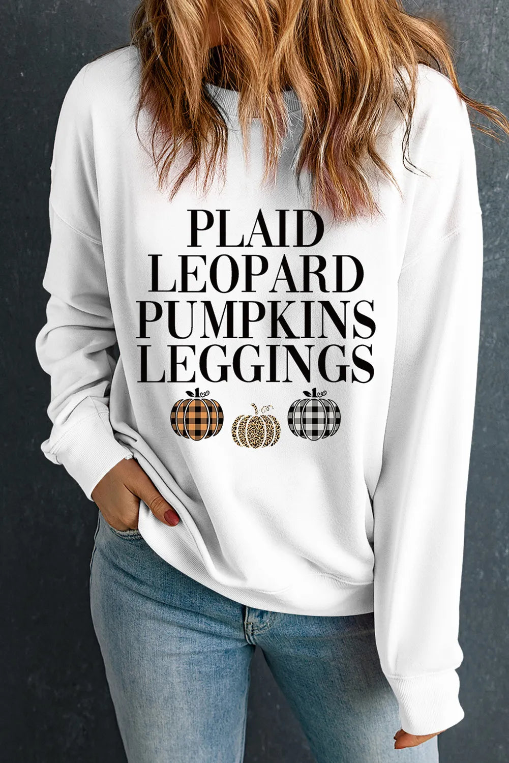 Letter Graphic Round Neck Long Sleeve Sweatshirt Trendsi