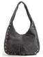Fame Faux Suede Studded Trim Hobo Bag nicholesgifts
