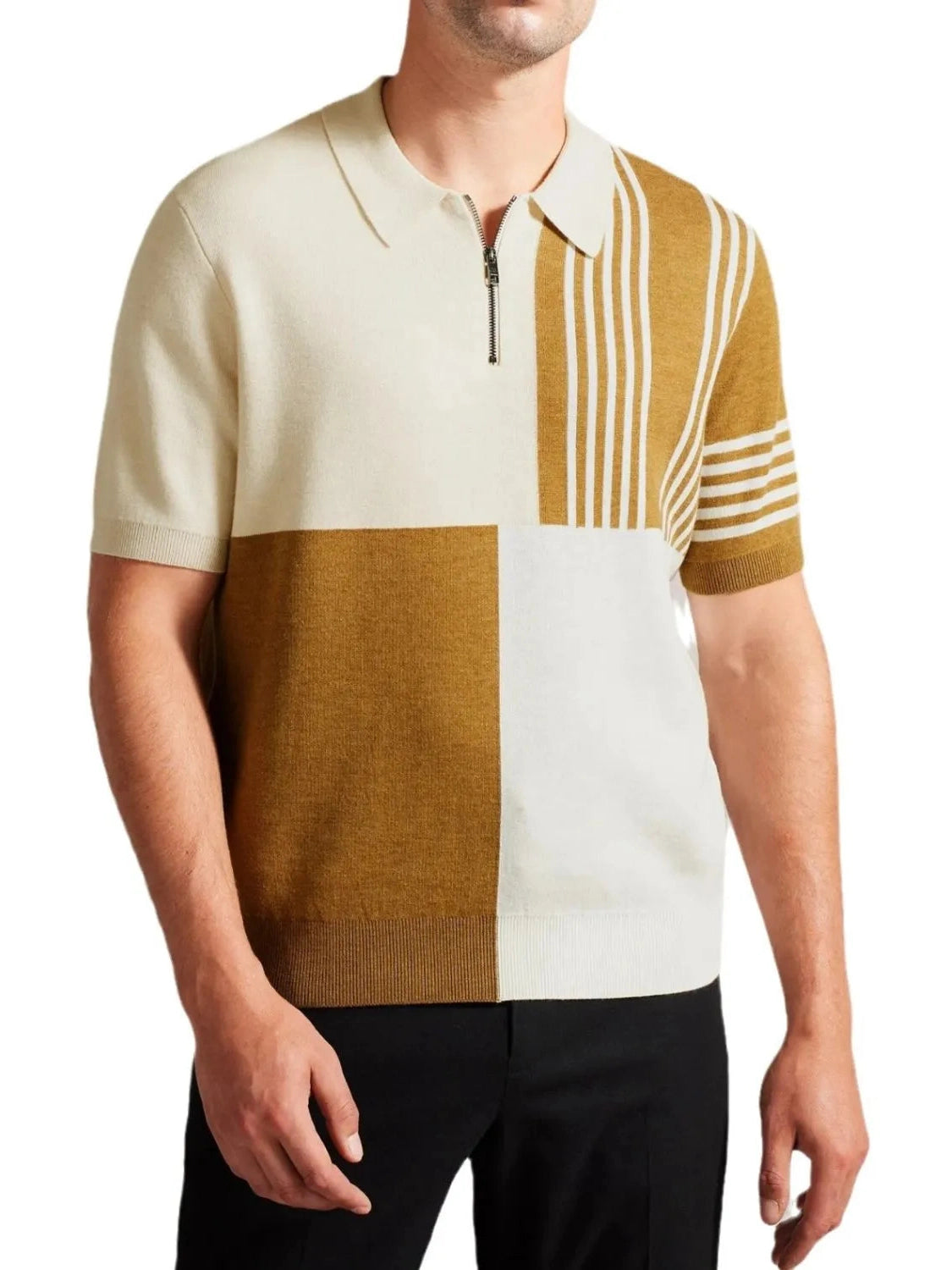 Men's Plus Size Color Block Short Sleeve Polo NicholesGifts