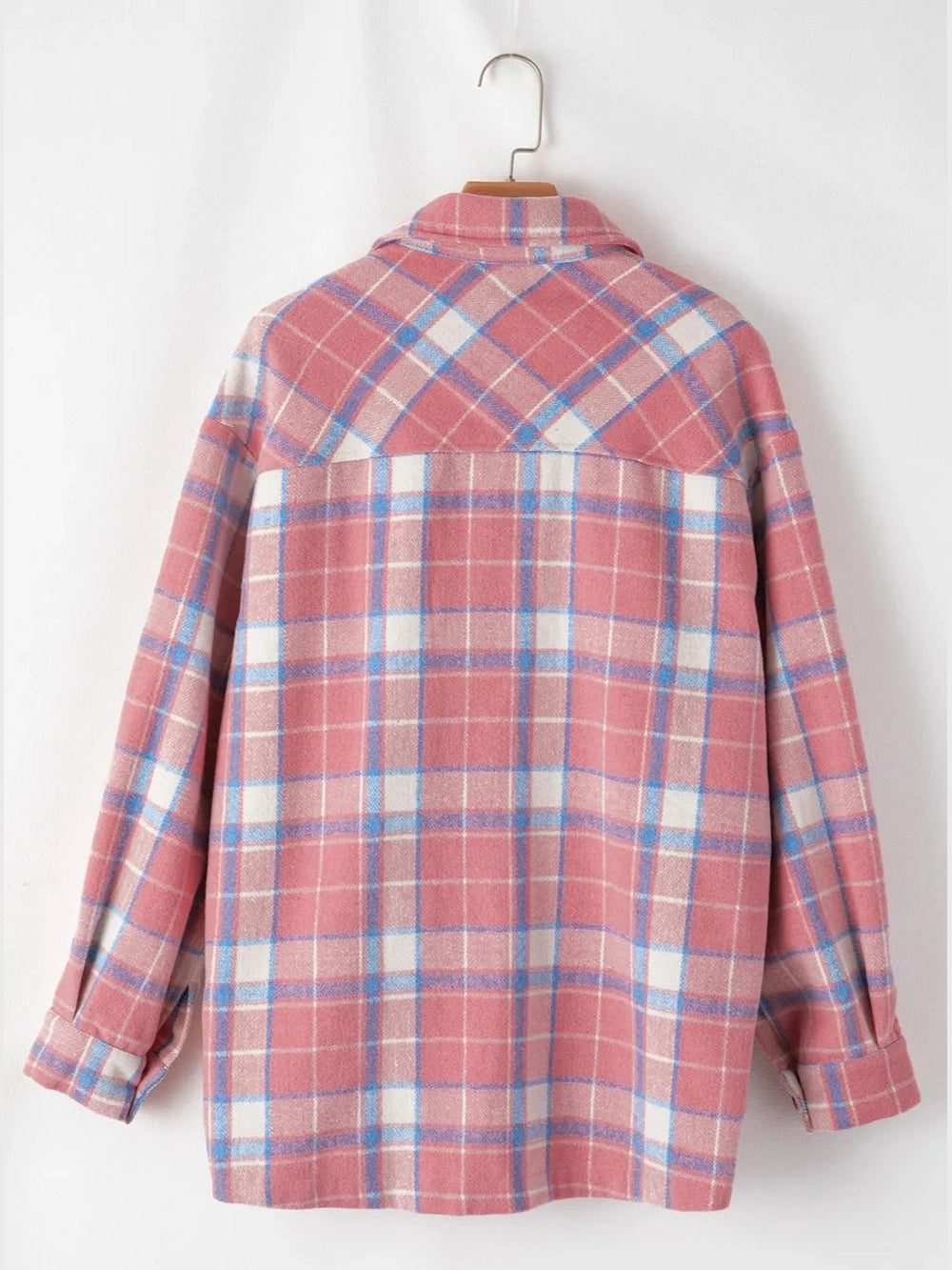 Plaid Button Up Long Sleeve Shacket nicholesgifts