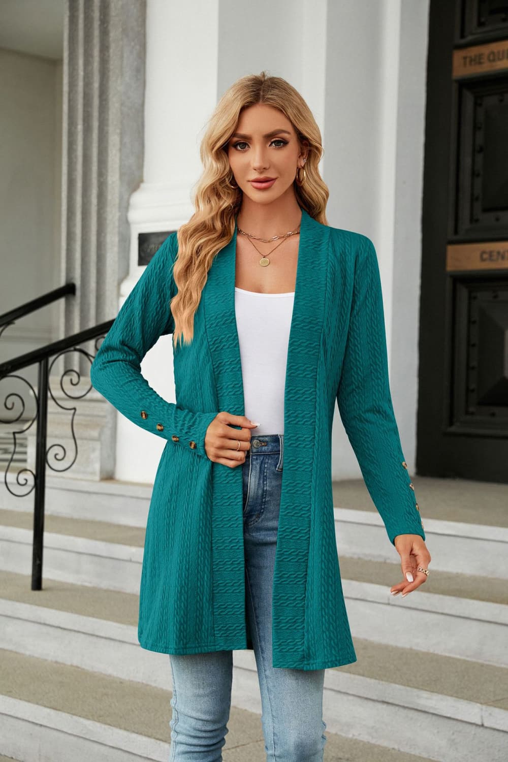 Long Sleeve Open Front Cardigan nicholesgifts