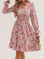 Floral Print Flounce Sleeve Ruffle Hem Dress nicholesgifts