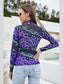 Printed Mock Neck Long Sleeve Blouse nicholesgifts