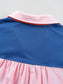 Color Block Half Buttoned Ruffled Short Sleeve T Shirt nicholesgifts