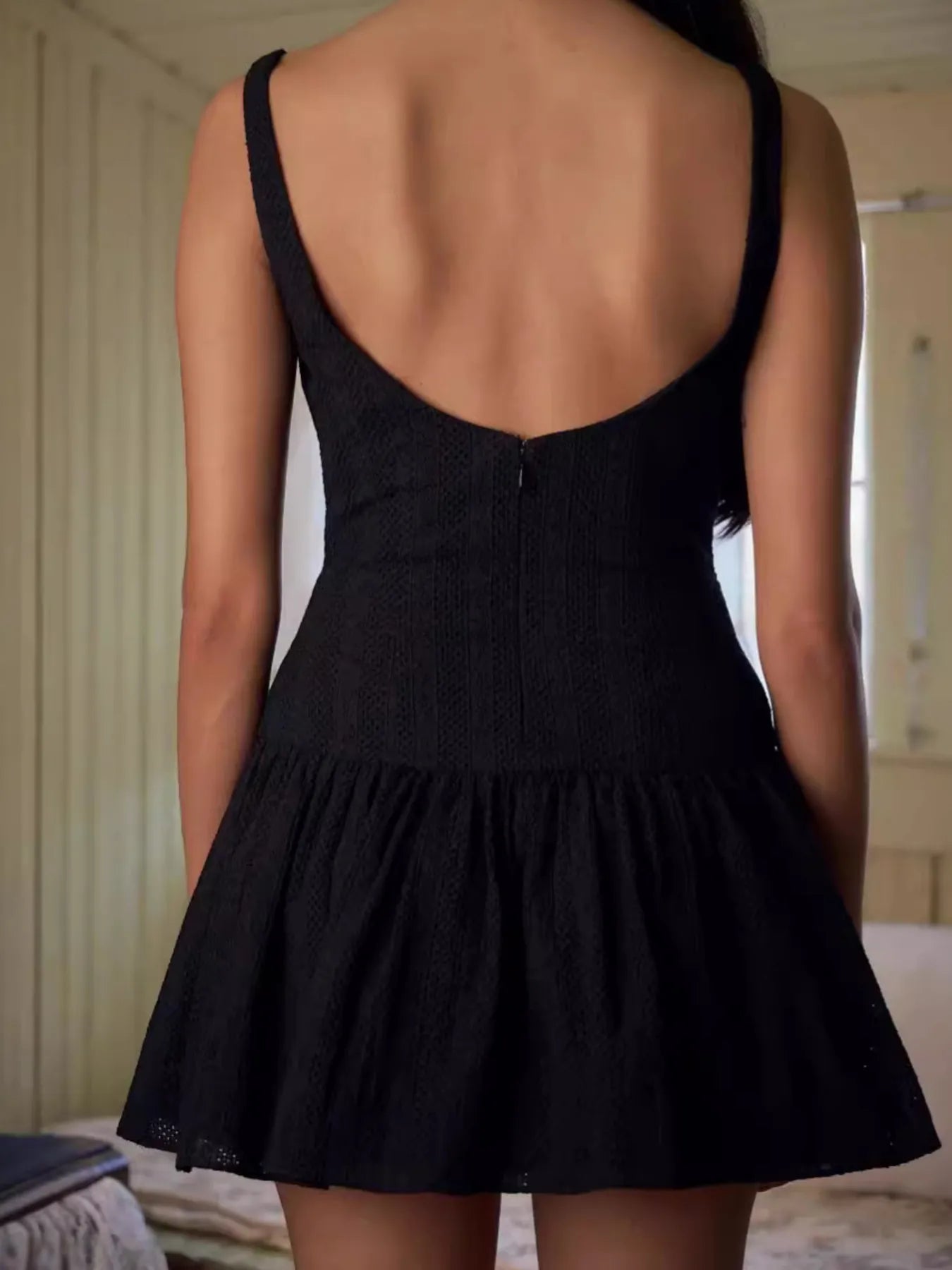 Lace Detail Sleeveless Mini Dress Trendsi