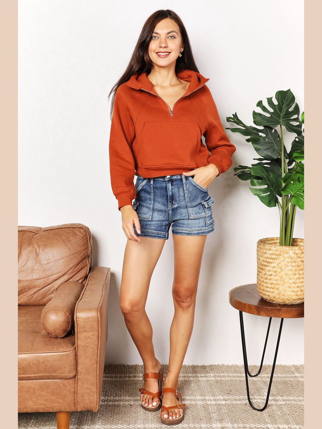 Double Take Half-Zip Long Sleeve Hoodie nicholesgifts