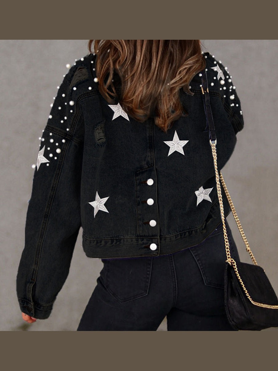 Bead Detail Denim Jacket nicholesgifts