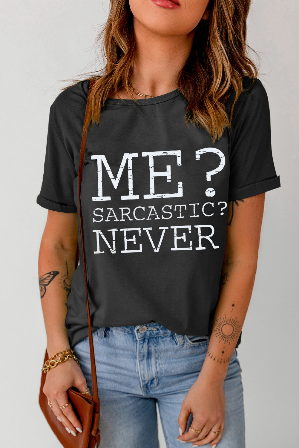 Letter Graphic Round Neck T-Shirt nicholesgifts