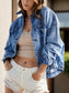 Pocketed Button Up Denim Jacket nicholesgifts