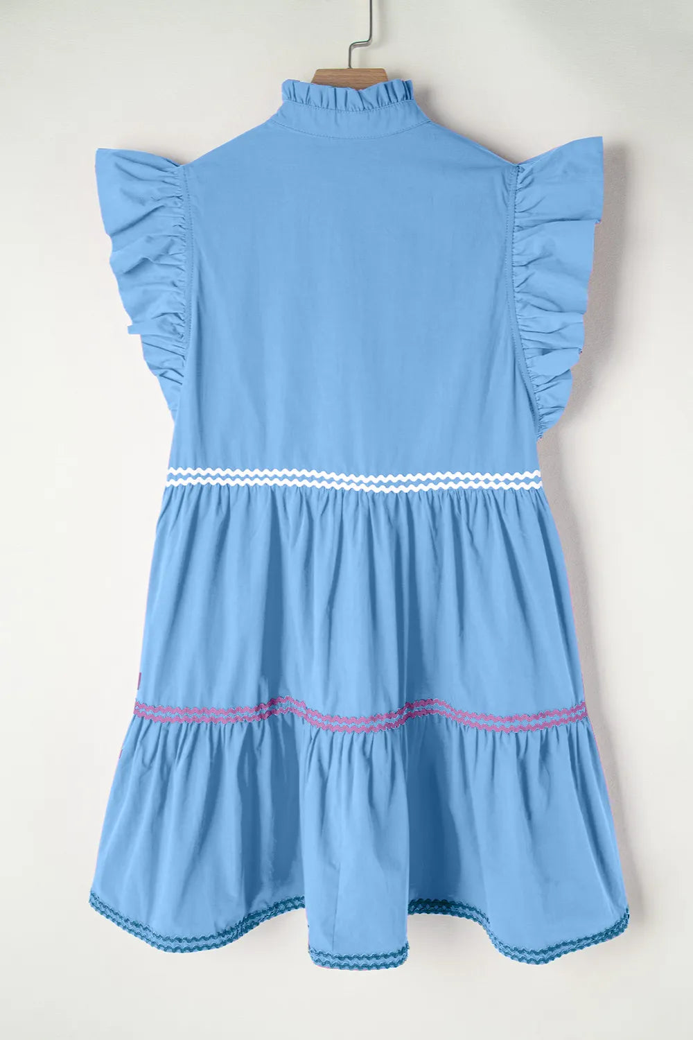 Ruffled Notched Cap Sleeve Mini Dress Trendsi