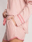 Striped Collared Neck Long Sleeve Top and Shorts Lounge Set nicholesgifts