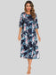Printed Slit Night Dress with Pockets nicholesgifts