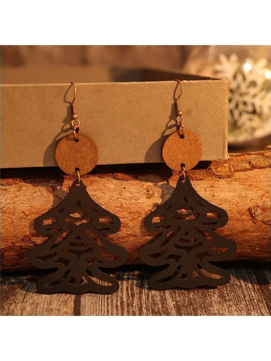 Wooden Cutout Tree Shape Earrings nicholesgifts