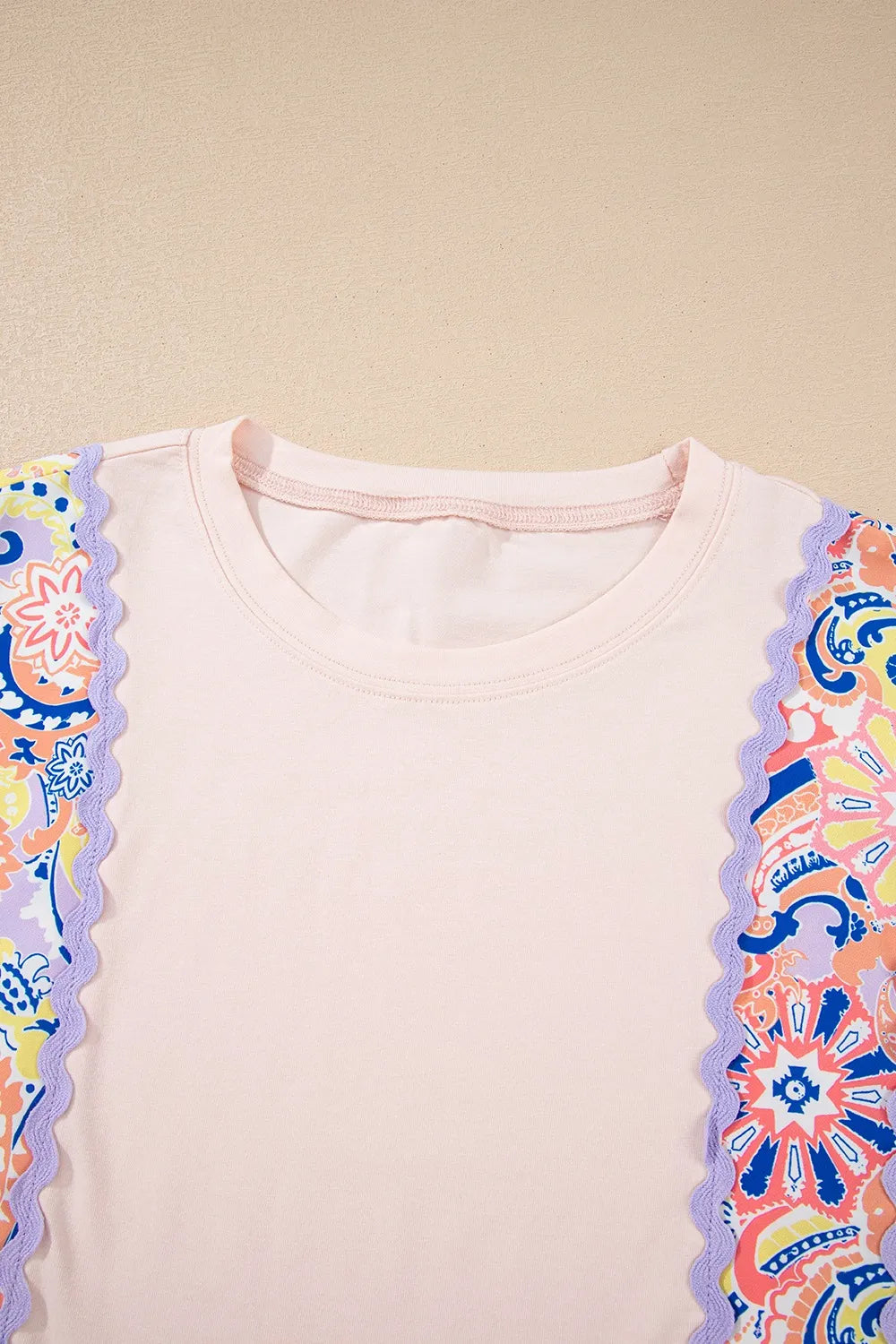 Paisley Print Plaid Long Sleeve Oversized Top Trendsi