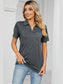 Women Johnny Collar Short Sleeve Blouse nicholesgifts