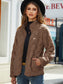 Fuzzy Checkered Zip Up Jacket nicholesgifts