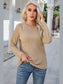 Round Neck Raglan Sleeve Ribbed Blouse nicholesgifts