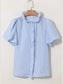 Striped Ruffle Short Bubble Sleeve Shirt nicholesgifts