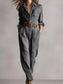Button Front Long Sleeve Jumpsuit nicholesgifts