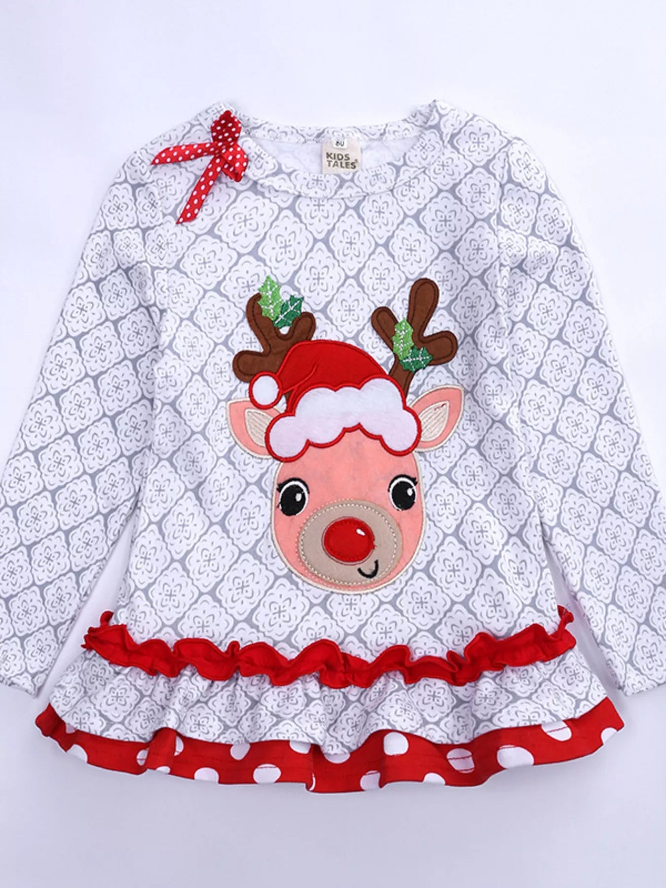 Children's Christmas Reindeer Ruffle Trim Outfit Set NicholesGifts
