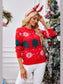 Women Christmas Tree Round Neck Long Sleeve Sweater nicholesgifts