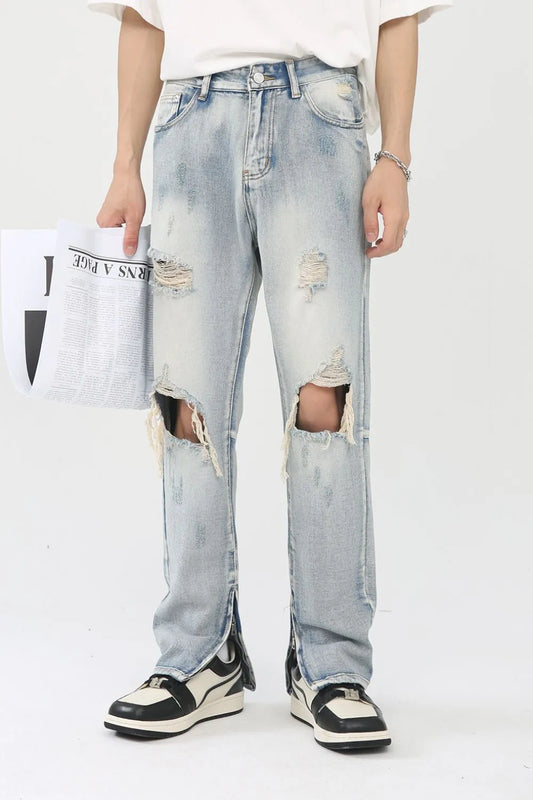 Men's Distressed Slit Jeans Trendsi