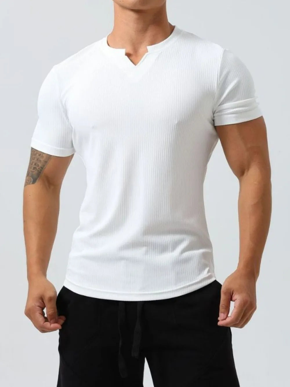 Men's Plus Size Notched Short Sleeve T-Shirt Trendsi