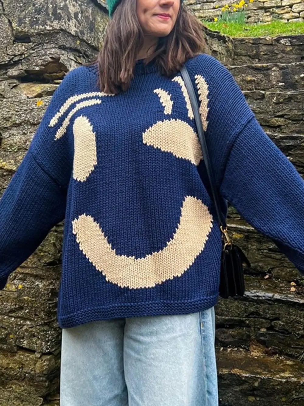 Contrast Drop Shoulder Long Sleeve Sweater nicholesgifts