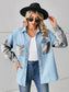 Leopard Button Up Denim Jacket nicholesgifts