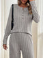 Button Detail Long Sleeve Top and Pants Set nicholesgifts