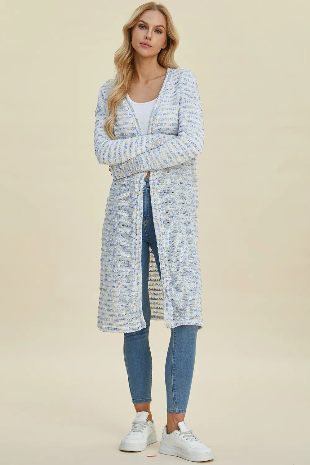 Double Take Full Size Open Front Longline Cardigan NicholesGifts