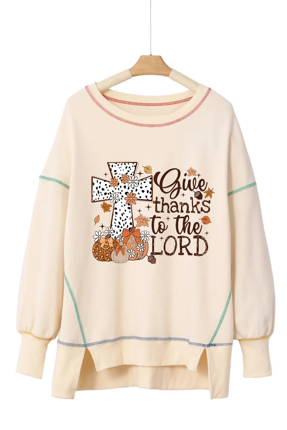 Women High-Low Contrast Stitching Round Neck Sweatshirt NicholesGifts