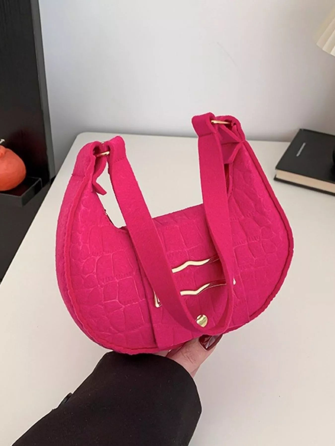 Crocodile Embossed Flap Shoulder Bag nicholesgifts