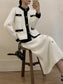 Contrast Trim Jacket and Skirts Sweater Set nicholesgifts